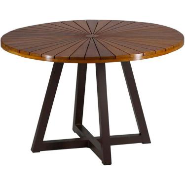 Imagem de Mesa Bali 1,20m Tampo Madeira E Alumínio Varanda Jardim Preto