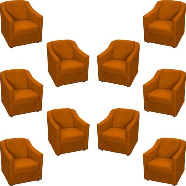 Imagem de Kit 10 Poltronas Decorativa Mila Pé De Plástico Cromado - Terracota Suede