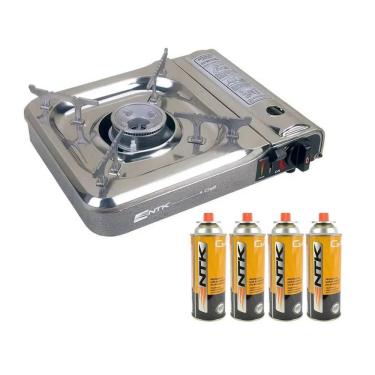 Imagem de Fogareiro Cheff Inox Controle De Saída De Gas+refil Gás