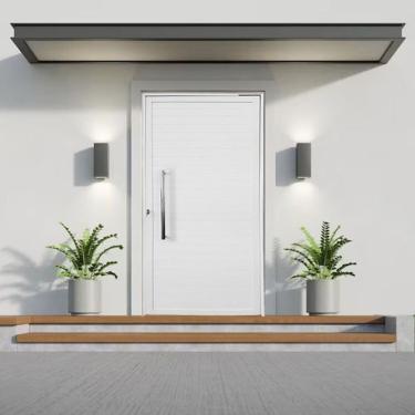 Imagem de Kit Com 2 Portas Pivotante De Alumínio 210 X 120cm Com Puxador Veneza Esquadrias Bergamo Branco