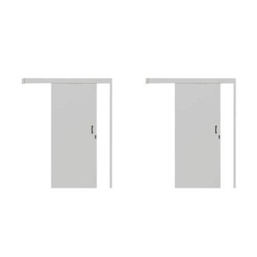 Imagem de Kit Com 2 Portas De Correr Madeira 215x80cm Sobrepor Reversível Melamínico Branco