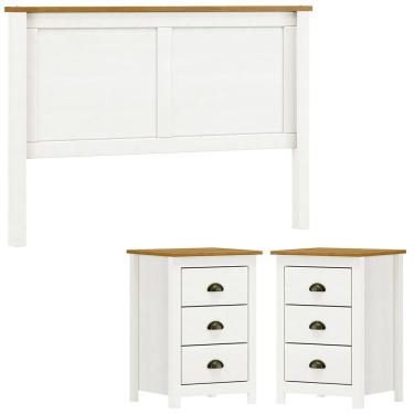 Imagem de Cabeceira Queen E 02 Mesas Cabeceira 3 Gv Madeira Maciça Branco Freijo Milani Store
