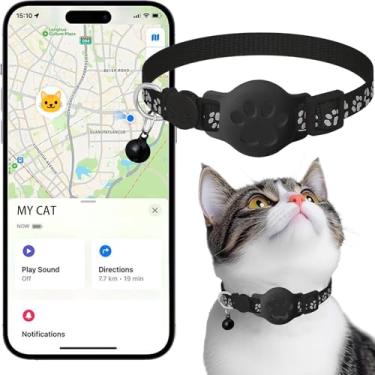 Imagem de Coleira GPS para gatos localizador eletrônico de animais de estimação à prova d'água compatível com Apple Find My Solução de rastreamento avançado sem taxa mensal, coleira inteligente para segurança