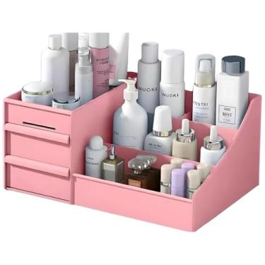Imagem de Organizador de Mesa Multiuso com Gavetas Porta Caneta Maquiagem Case Make Cosméticos Penteadeira Banheiro Escritório Quarto Closet Premium (Rosa)