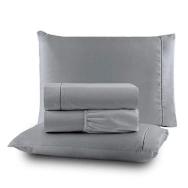 Imagem de Roupa de Cama Lençol Casal 200 Fios Algodão 4 Peças em Ponto Palito An