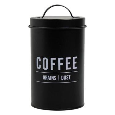 Imagem de Porta Mantimentos Lata Preta Para Café Em Pó ou Grãos 1,2 Litros - Hau