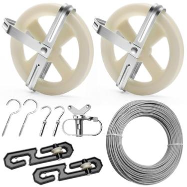 Imagem de Solaradgy Varal Para Áreas Externas, Inclui Cabo De Aço Revestido Plástico 45,6 Metros, 2 Polias Varal, Divisores Tipo S, 1 Parafuso Tensor, Ganchos E Parafusos Expansão