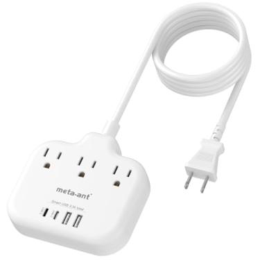 Imagem de meta-ant Adaptador De 3 Para 2 Pinos Com Usb C, A E Tomadas, Cabo Extensão Metros, Sem Aterramento, Polarizado, Branco