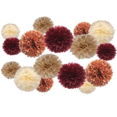 Imagem de MOWO Pompons De Papel Seda Em Ouro Rosa, Vinho, Champanhe E Marfim, Flores Para Aniversário, Casamento Vintage Rústico, Decoração Festa Outono, 16 Peças