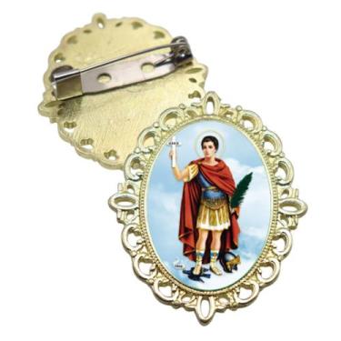 Imagem de Broche Dourado Santo Expedito Terno Noivo lapela Qualidade Resinado Al