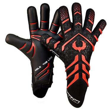 Imagem de Renegade GK Luvas De Goleiro Profissionais Apex Phoenix 2.0 Sem Alças, Aderência Contato Estendida 4 Mm, Pretas E Vermelhas (Tamanho 6, Juvenil, Júnior, Corte Evo Neg., Nível 5.5)