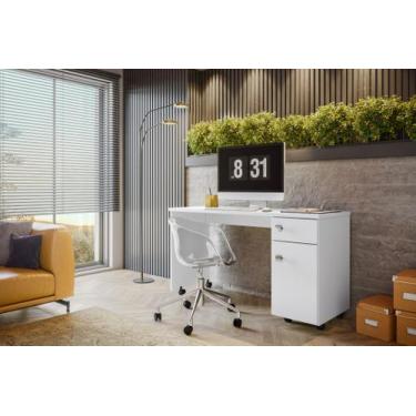 Imagem de Escrivaninha Office Malta Lukaliam com Gaveta com Chave Rodízios Tampo