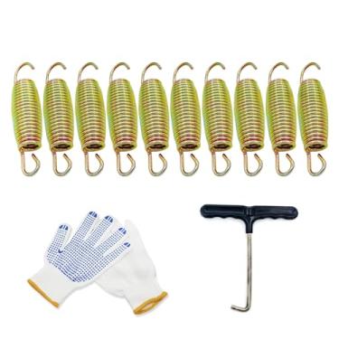 Imagem de Abiphop Mini Mola Para Trampolim 3,7 Polegadas, Pacote Com 10 Molas De Reposição Reforçadas, Espessadas E Resistentes Às Intempéries, Ferramenta Metal Luvas Antiderrapantes