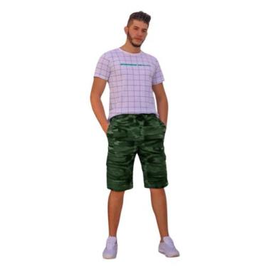 Imagem de Bermuda Sarja Camuflada Masculina - Olv Jeans, Verde, 48