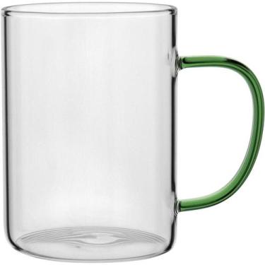 Imagem de Caneca De Vidro 450ml Para Café Chá Com Alça Verde Elegante - Nh