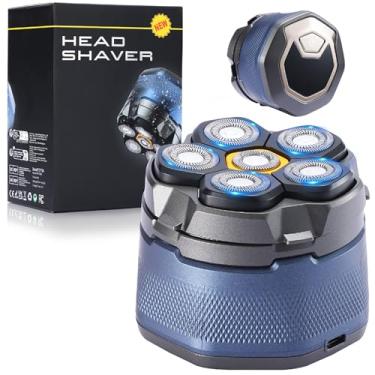 Imagem de Barbeador de cabeça para homens carecas, barbeador elétrico magnético 6D para homens, aparador recarregável de 9000 RPM com tela de LED, à prova d'água, molhado/seco, carregamento tipo C