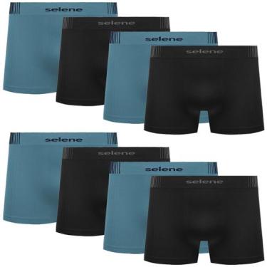 Imagem de Kit 8 Cueca Boxer Selene Infantil Design Moderno Sem costura, Preto e 