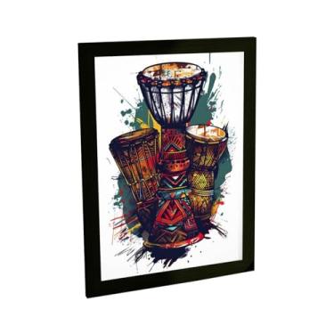 Imagem de Quadro Decorativo Tambores Africano Ilustração Desenho Vetor Decoração Poster Quarto Sala