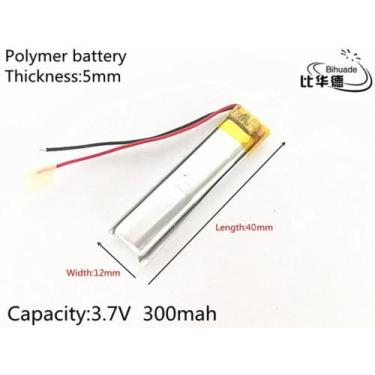 Imagem de Bateria 3.7v 300 Mah 5mm X12mm X40mm 2 Fios 501240 - bgb