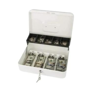 Imagem de Caixa De Dinheiro De Metal Portátil Com Trava Bandeja De Armazenamento