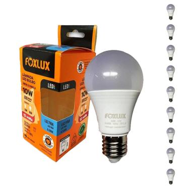 Imagem de Kit 10 Lâmpada Led Bulbo A60 10w 12v 6500k Foxlux