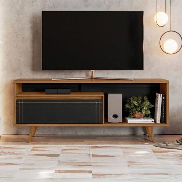 Imagem de Rack para TV Até 60 Polegadas 1 Porta Tasu Freijó Trend/Preto Tx - Pnr Móveis