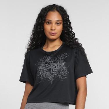 Imagem de Camiseta Cropped Olympikus Splash Feminina, Preto, Cinza, G