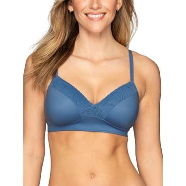 Imagem de Vanity Fair Sutiã feminino sem aro sem esforço, suporte macio sem fio e bojos de espuma de memória, P-3GG, plus size, Azul, 3G