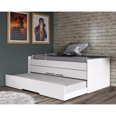 Imagem de Cama Bicama Solteiro Juliette com Auxiliar e Gavetas Branco