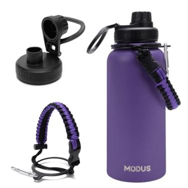 Imagem de Garrafa Térmica De Água Isolada 1000ml Quente & Frio De Aço Inox Com Alça (Roxo)