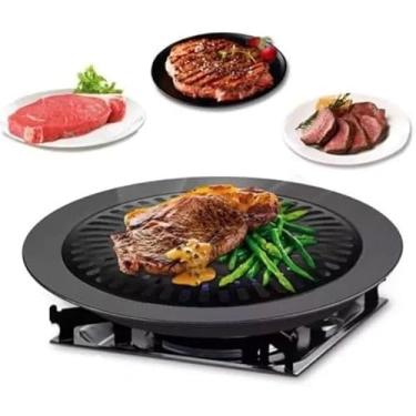 Imagem de Panela de Churrasco Coreano 31,5cm - Grelha Dupla para Fogão, Carne, Legumes e Fondue