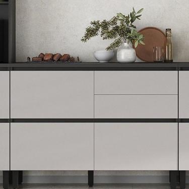 Imagem de Balcão 1 Porta 4 Gavetas 120cm Em Mdf Com Tampo E Dobradiças Slow Motion Lumina Itatiaia Grafite/fendi