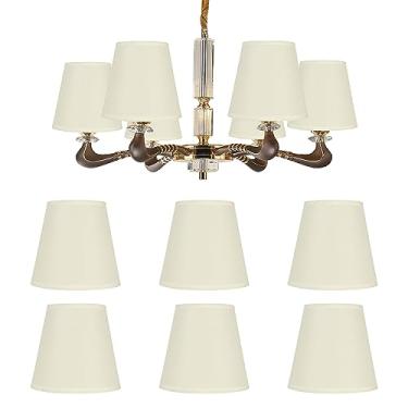 Imagem de Hapivida 6 Peças De Abajur Lustre, Tecido Moderno Doméstico E14 Com Clipe, Pequeno, Acessório Parede Luz Gota Na Cor Creme