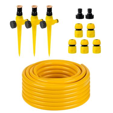 Imagem de Geowaky Conjunto de irrigação de sistema de irrigação acima do solo para jardim conjunto de irrigação amarelo multiajustável ideal para pequenas áreas irrigação de plantas e canteiros de flores