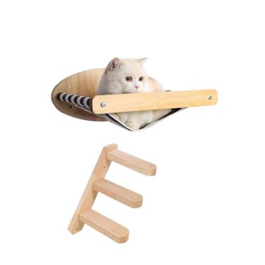 Imagem de Cama de parede para gatos com escada 3 degraus , prateleiras para dormir ,brincar e descansar