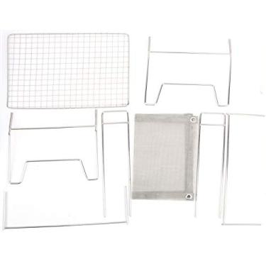 Imagem de Fogão de churrasco ao ar livre de aço inoxidável Grill portátil de churrasqueira portátil com rede de assadeira para camping de piquenique 36x26x21.5cm