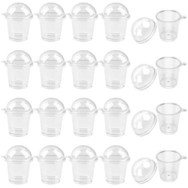 Imagem de AUEAR , Chaveiro Transparente Com Mini Copos E Tampas De Cúpula Para Café, Plástico Decoração Artesanato (Pacote 30)