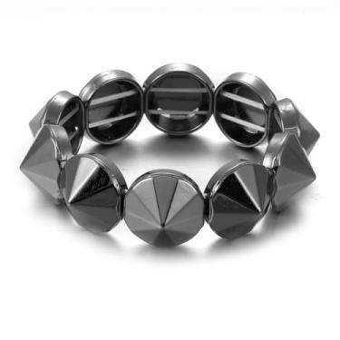 Imagem de Xanight Pulseira elástica Conus Spikes, pulseira elástica de festa hip hop, joias punk de metal para mulheres, pulseiras modernas estilo boho 19 mm, discos de liga metálica, cores neon, Medium, Zinco