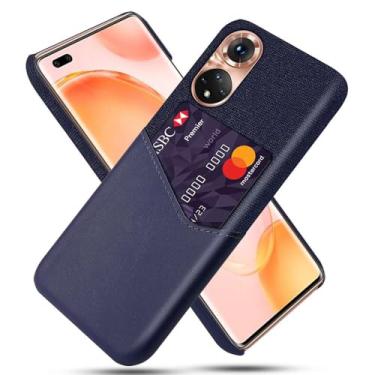 Imagem de Capa para Honor 50 SE,Anti-deslizamento,Proteção contra quedas de 360°,Resistência à impressão digital,Tela e caso de couro PU com 1 slot de cartão atrás-Blue
