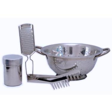 Imagem de Jogo De Espaguete Inox C/ Escorredor Pegador Queijeira e Ralador - Win