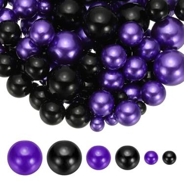 Imagem de PATIKIL Contas de pérolas falsas de 8/14/20 mm, 150 peças, enchimento de vaso, contas redondas para festa, aniversário, casamento, decoração de mesa, caixa de presente, preto/roxo