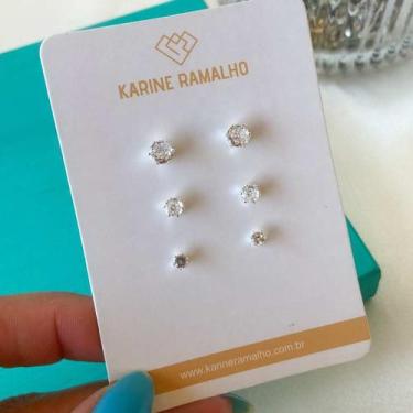 Imagem de Trio de brincos ponto de luz cristal banhado a prata - KARINE RAMALHO