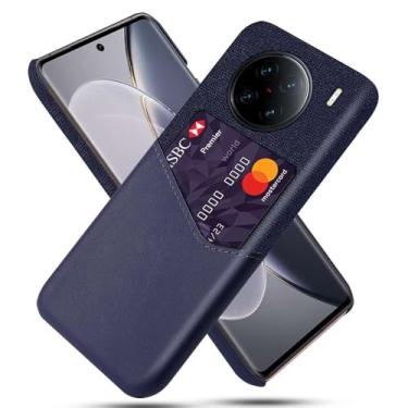 Imagem de Capa para VIVO X90 Pro PLUS,Anti-deslizamento,Proteção contra quedas de 360°,Resistência à impressão digital,Tela e caso de couro PU com 1 slot de cartão atrás-Blue