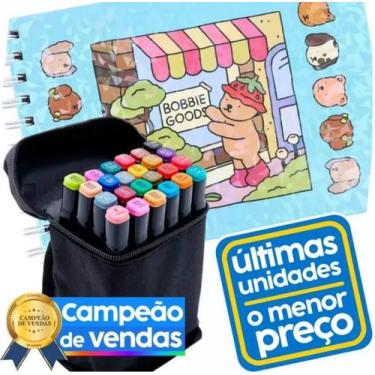 Imagem de Livro Bobbie Goods 24 Canetinhas Ponta Dupla Kit Criativo Antiestresse