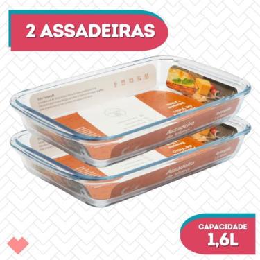 Imagem de Kit 2 Refratários Vidro Retangular 1,6L AirFryer Microondas - CasaVita