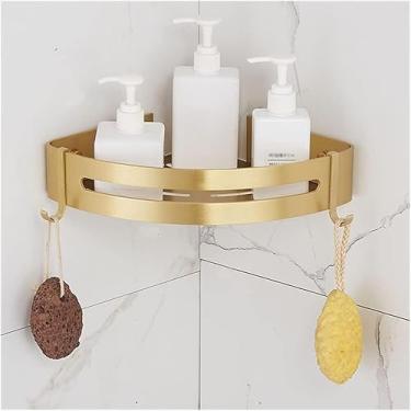 Imagem de Prateleiras Flutuantes Chuveiro De Canto De Banho Caddy Montado Na Parede Prateleira De Banheiro Escovado Alumínio Shampoo Holder Cosméticos Gel De Banho Organizador Pra, R Brushed Gold 2
