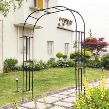Imagem de Arco De Jardim De Metal, Suporte De Arco De Paisagem Jardim Pergolado Decorativo Tradicional Arco Para Caminhos Entraes, Elegante Arbour Treliça Suporte De Planta Decora, Black, 150 * 40 * 240cm
