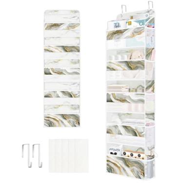 Imagem de Clastyle Organizador de mármore sobre a porta de berçário, organizador de armazenamento para mulheres, meninas, roupas, fraldas, brinquedos, armário, porta, prateleira, armazenamento para quarto