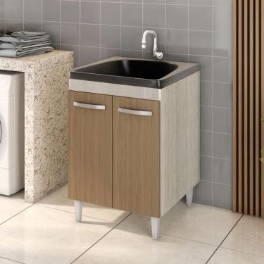 Imagem de Balcão Gabinete Tanque Com Cuba 0,60x0,60 Vectra Elmo/marrom Hr Móveis