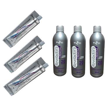 Imagem de Kit Tinta Preto Azulado 03 Coloração, 03 OX 20 90ml Mairibel